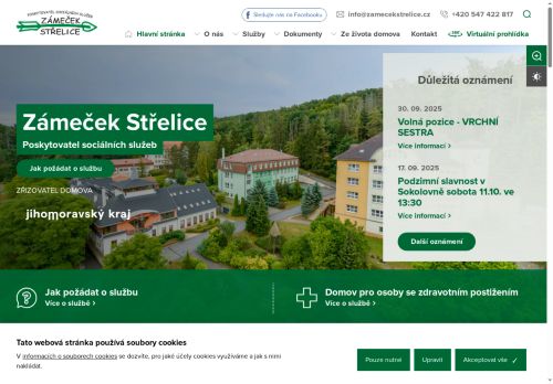 Webové stránky Zámeček Střelice, příspěvková organizace, Střelice