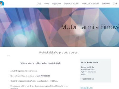 Praktický lékař pro děti a dorost - MUDr. Jarmila Eimová