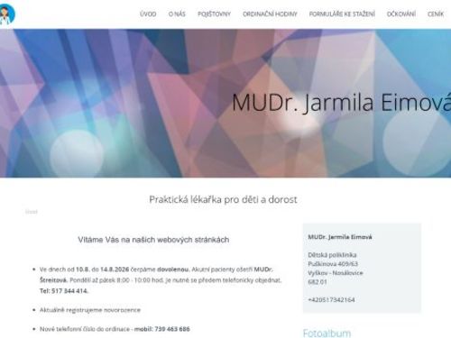 Praktický lékař pro děti a dorost - MUDr. Jarmila Eimová