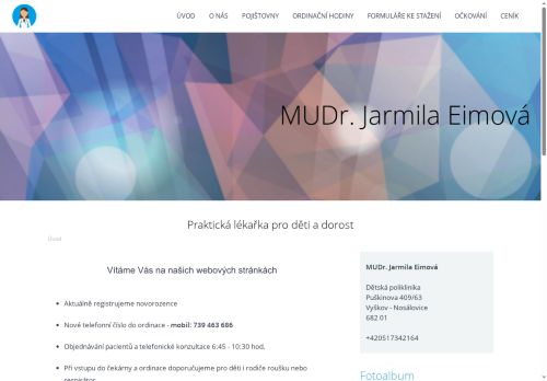 Zobrazit webové stránky Praktický lékař pro děti a dorost - MUDr. Jarmila Eimová