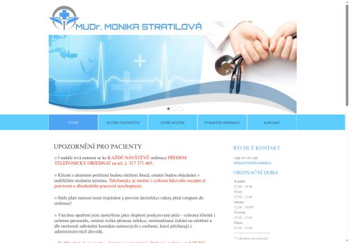 Zobrazit webové stránky Praktický lékař - MUDr. Monika Stratilová