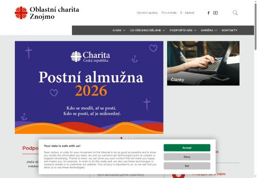 Webové stránky Diecézní charita Brno, Znojmo
