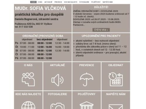 Praktický lékař - MUDr. Sofia Vlčková