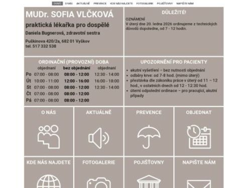 Praktický lékař - MUDr. Sofia Vlčková