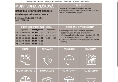Zobrazit webové stránky Praktický lékař - MUDr. Sofia Vlčková