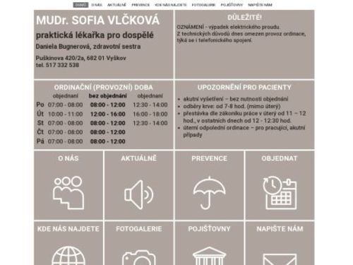 Praktický lékař - MUDr. Sofia Vlčková