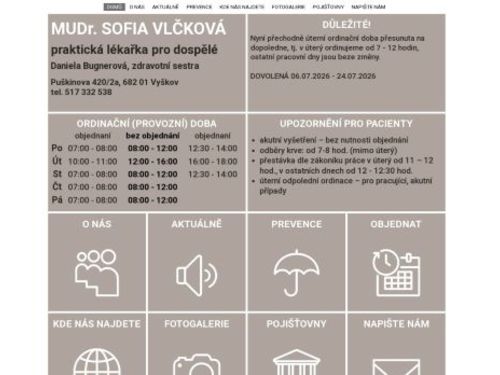 Praktický lékař - MUDr. Sofia Vlčková