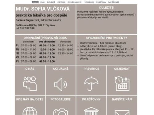 Praktický lékař - MUDr. Sofia Vlčková