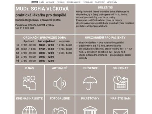 Praktický lékař - MUDr. Sofia Vlčková