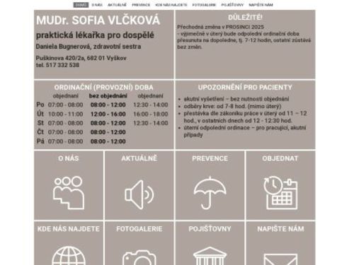 Praktický lékař - MUDr. Sofia Vlčková