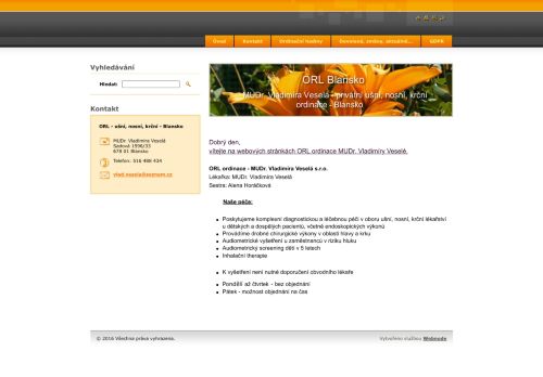 Zobrazit webové stránky ORL (usní, nosní, krční) ambulance - MUDr. Vladimíra Veselá