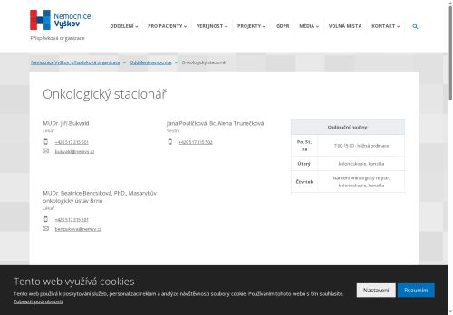 Zobrazit webové stránky Onkologická ambulance a stacionář - MUDr. Jiří Bukvald