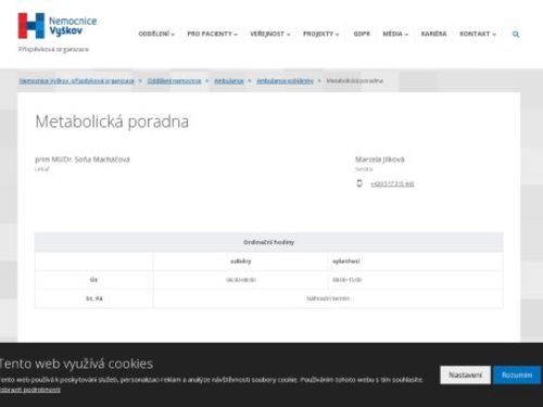 Metabolická poradna - prim MUDr. Hana Halámková