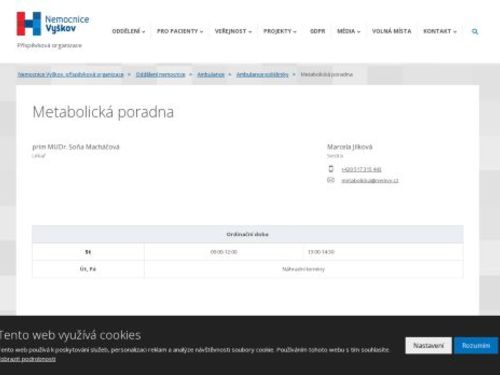 Metabolická poradna - prim MUDr. Hana Halámková