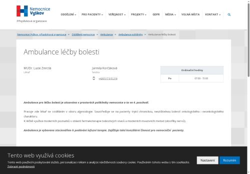 Zobrazit webové stránky Ambulance léčby bolesti - MUDr. Lucie Zmrzlá