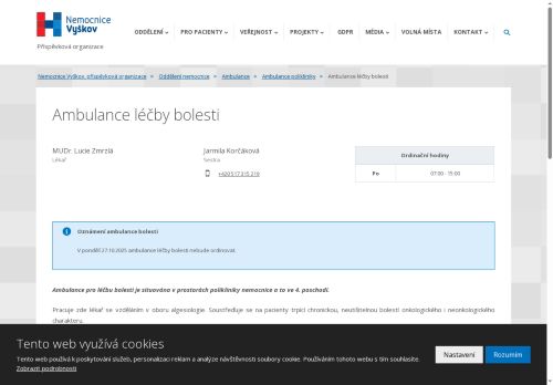 Zobrazit webové stránky Ambulance léčby bolesti - MUDr. Lucie Zmrzlá