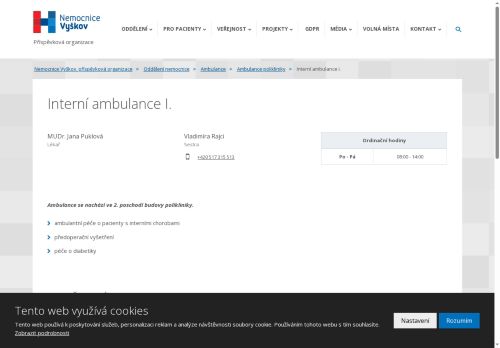 Zobrazit webové stránky Interní ambulance - MUDr. Jana Puklová
