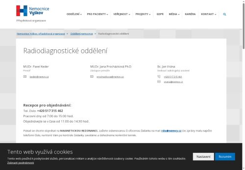 Zobrazit webové stránky Radiodiagnostické oddělení