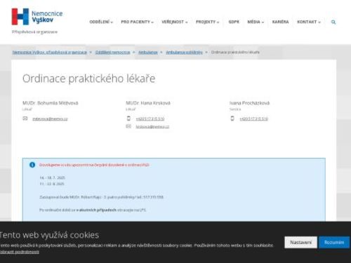 Praktický lékař - MUDr. Bohumila Mitěvová