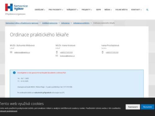 Praktický lékař - MUDr. Bohumila Mitěvová