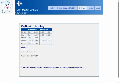 Zobrazit webové stránky Zubní lékař - MUDr. Martin Linhart