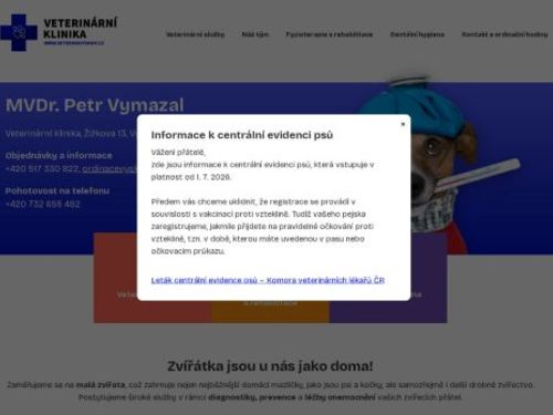 Veterinární ordinace a pohotovost - MVDr. Petr Vymazal, MVDr. Barbora Alturbanová, MVDr. Aneta Křesalová, MVDr. Michal Pavlík, MVDr. Anna Vránová