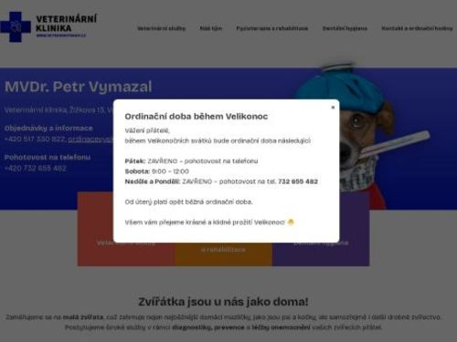 Veterinární ordinace a pohotovost - MVDr. Petr Vymazal, MVDr. Barbora Alturbanová, MVDr. Aneta Křesalová, MVDr. Michal Pavlík, MVDr. Anna Vránová
