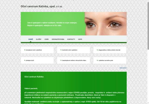 Zobrazit webové stránky Oční ambulance: Oční centrum Kalinka - MUDr. Jana Hrouzková