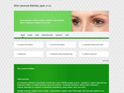 Oční ambulance: Oční centrum Kalinka - MUDr. Jana Hrouzková