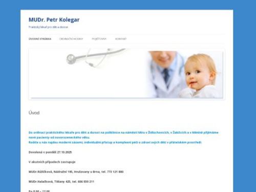 Praktický lékař pro děti a dorost - MUDr. Petr Kolegar