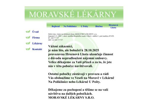 Zobrazit webové stránky Moravské lékárny, výdejna Blučina