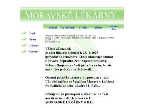 Moravské lékárny, výdejna Blučina