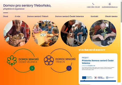 Webové stránky Domov pro seniory Třeboňsko, příspěvková organizace, Třeboň