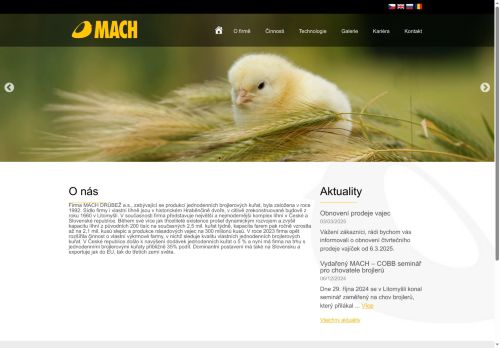 Webové stránky MACH DRŮBEŽ a.s., Janov