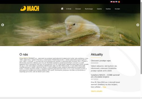 Webové stránky MACH DRŮBEŽ a.s., Litomyšl