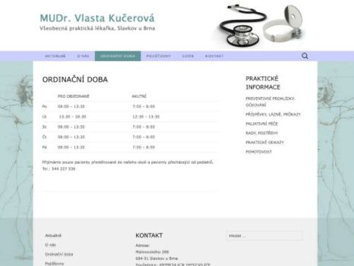 Praktický lékař - MUDr. Vlasta Kučerová