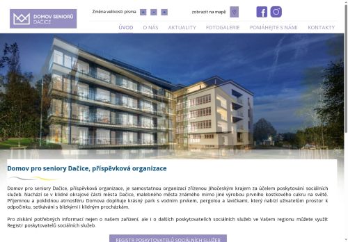 Webové stránky Domov pro seniory Dačice, příspěvková organizace, Dačice