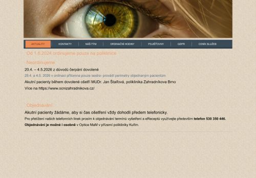 Zobrazit webové stránky MUDr. Barbora Holubcová – oční lékař