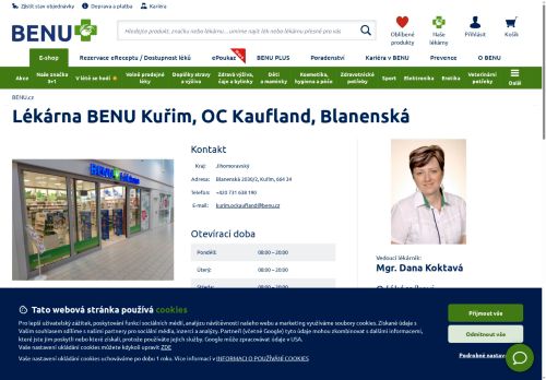 Zobrazit webové stránky Lékárna Benu Kuřim, OC Kaufland
