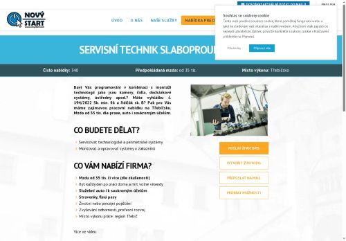 Webové stránky Nový start, personální agentura s.r.o., Třebíč