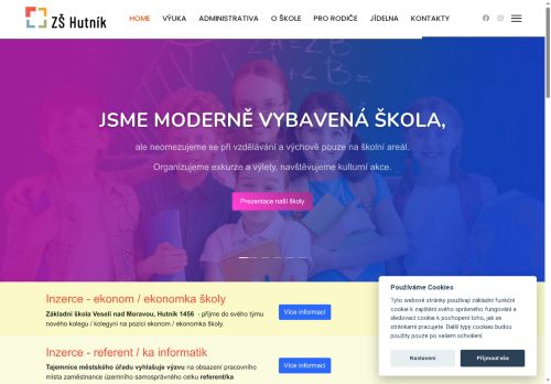 Webové stránky Základní škola Veselí nad Moravou, Hutník 1456, okres Hodonín, příspěvková organizace, Veselí nad Moravou