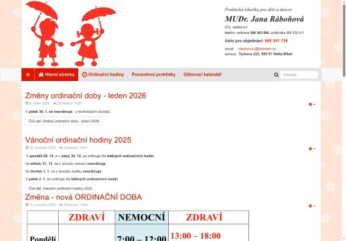 Zobrazit webové stránky Praktický lékař pro děti a dorost - MUDr. Jana Ráboňová