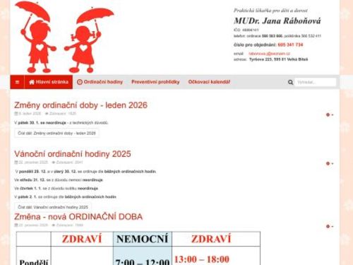 Praktický lékař pro děti a dorost - MUDr. Jana Ráboňová