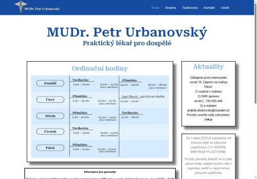 Zobrazit webové stránky Praktický lékař - MUDr. Petr Urbanovský