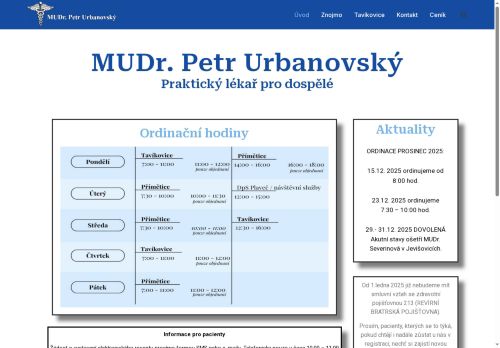 Zobrazit webové stránky Praktický lékař - MUDr. Petr Urbanovský