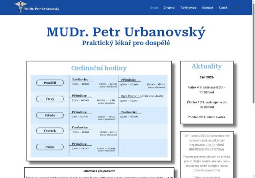 Zobrazit webové stránky Praktický lékař - MUDr. Petr Urbanovský