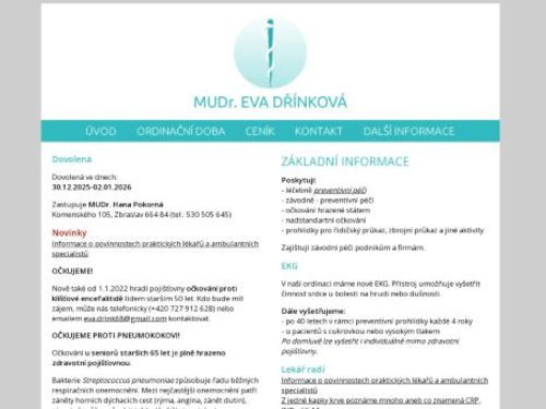 Praktický lékař pro dospělé - MUDr. Eva Dřínková