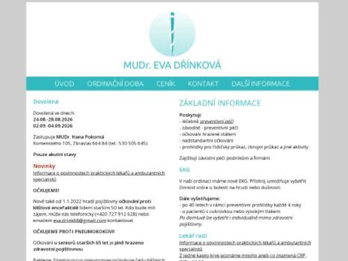 Praktický lékař pro dospělé - MUDr. Eva Dřínková