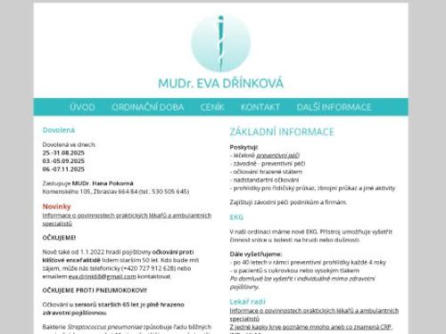 Praktický lékař pro dospělé - MUDr. Eva Dřínková