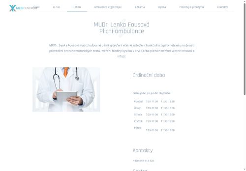Zobrazit webové stránky Plicní ambulance - MUDr. Lenka Fousová